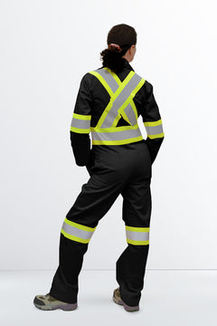 CSA WOMENS COVERALL, Black, Meets CSA Z96-22 Class 1 Level 2  by www.fashionbyfast.ca