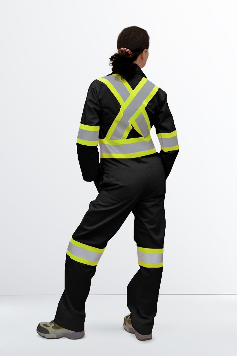 CSA WOMENS COVERALL, Black, Meets CSA Z96-22 Class 1 Level 2  by www.fashionbyfast.ca