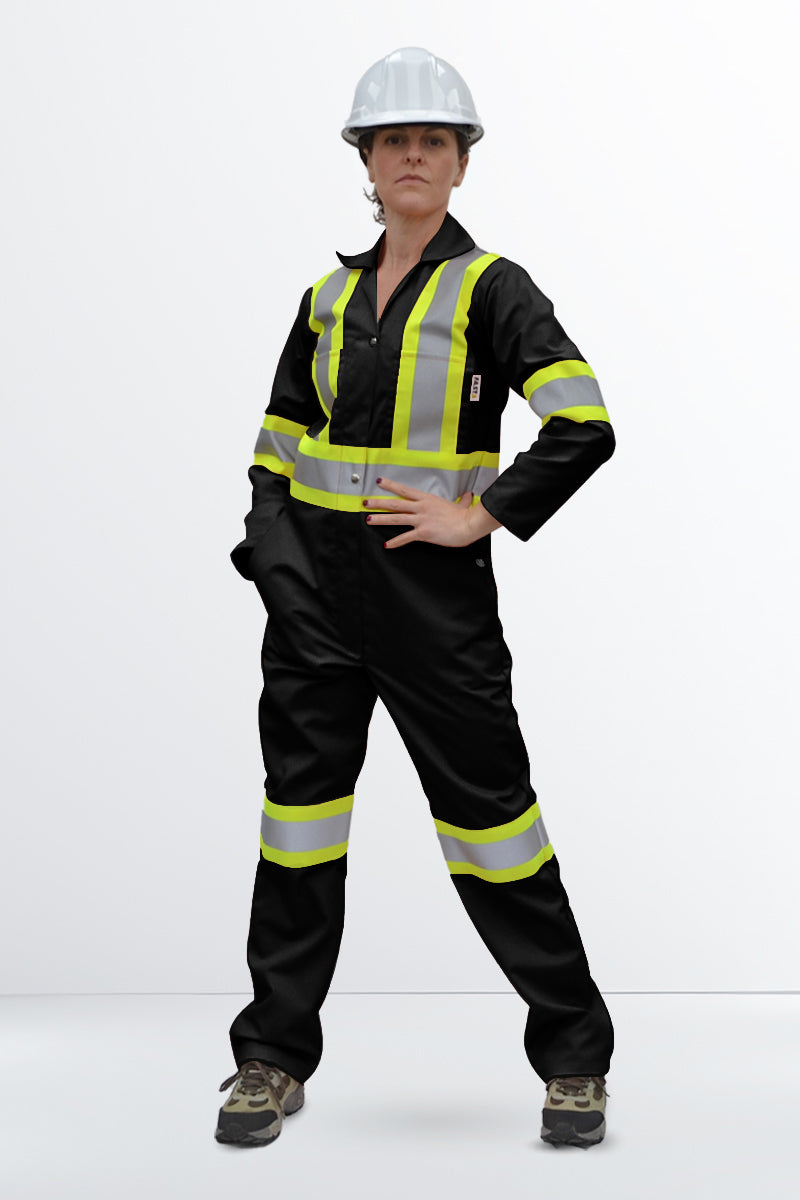 CSA WOMENS COVERALL, Black, Meets CSA Z96-22 Class 1 Level 2  by www.fashionbyfast.ca