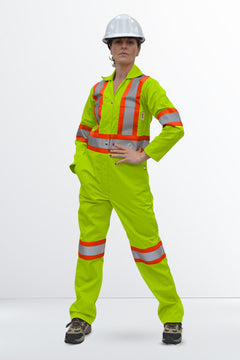 CSA WOMENS COVERALL, Yellow, Meets CSA Z96-22 Class 3 Level 2 by www.fashionbyfast.ca