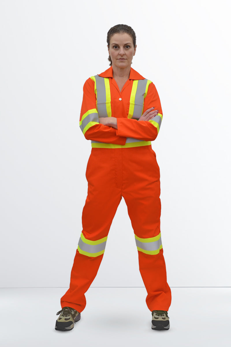 CSA WOMENS COVERALL, Orange, Meets CSA Z96-22 Class 3 Level 2 by www.fashionbyfast.ca
