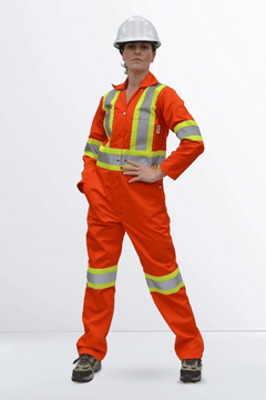 CSA women's coverall, available colours on orange, yellow and black by www.fashionbyfast.ca